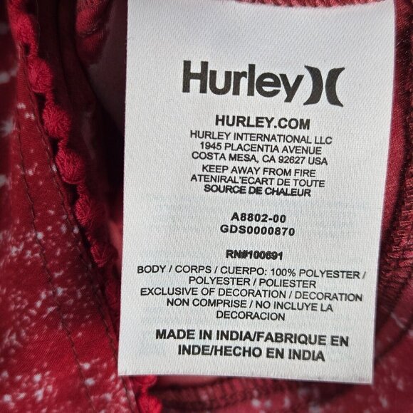 Hurley Size XL "Riley" Dress Adj. Spaghetti Strap Red Pink Elastic Waist NWT - Picture 14 of 16